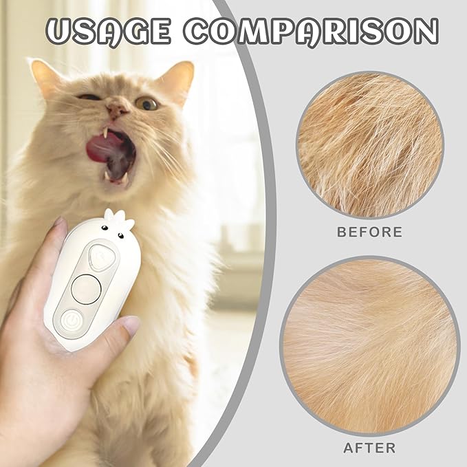 3-in-1 Rechargeable Steam Brush for Cats & Dogs - Anti-Static Spray Pet Grooming Brush with Warm Mist Massage, Hair Shedding Control, Detangling Comb & Cleaning Tool for Effective Deshedding-PurrikoPets