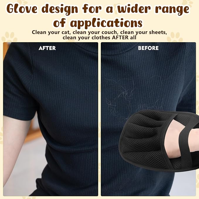 2 Pack Pet Hair Remover Gloves,2025 Upgraded Static Removal Gloves, for Pet Hair, Cat & Dog Hair Removal Tool for Couch,Furniture, Carpet, Car Seat, Pet Grooming-PurrikoPets