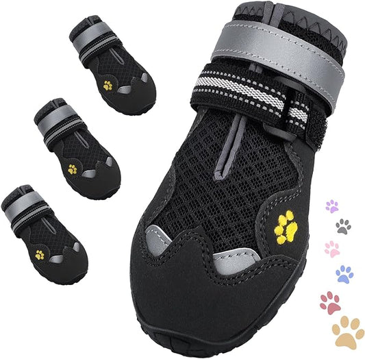 Dog Shoes for Large Medium Small Dog, Mesh Breathable Dog Shoes for Hot Pavement, Anti-Slip Dogs Boots Paw Protectors with Reflective for Outdoor Walking Indoor Hardfloors (Size 7)-PurrikoPets