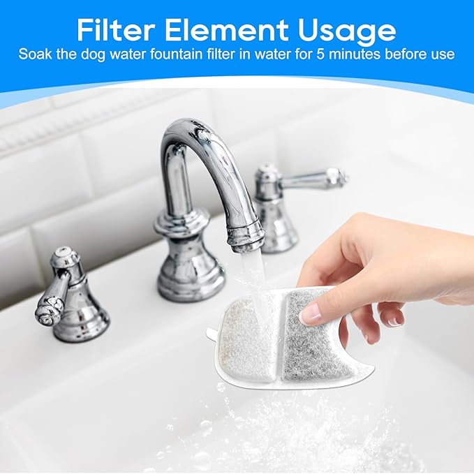 8+8 Set Cat Water Fountain Filters & Pump Sponges for 135 fl oz/4L Wilreless Cat Water Fountain, Replacement Filters & Sponges Pet Drinking Fountain Battery Operated for YPD-C004S,YPD-C004P-PurrikoPets