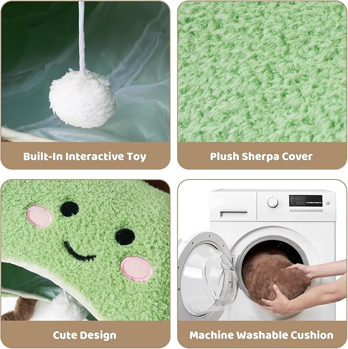 EHEYCIGA Cat Tunnel Bed for Indoor Cats, Cute Cat Donut Toy Tunnel for Small Large Cats with Washable Circle Cushion, Peekaboo Pet Cave Play Tunnel for Kitten, Puppy, Rabbit-PurrikoPets