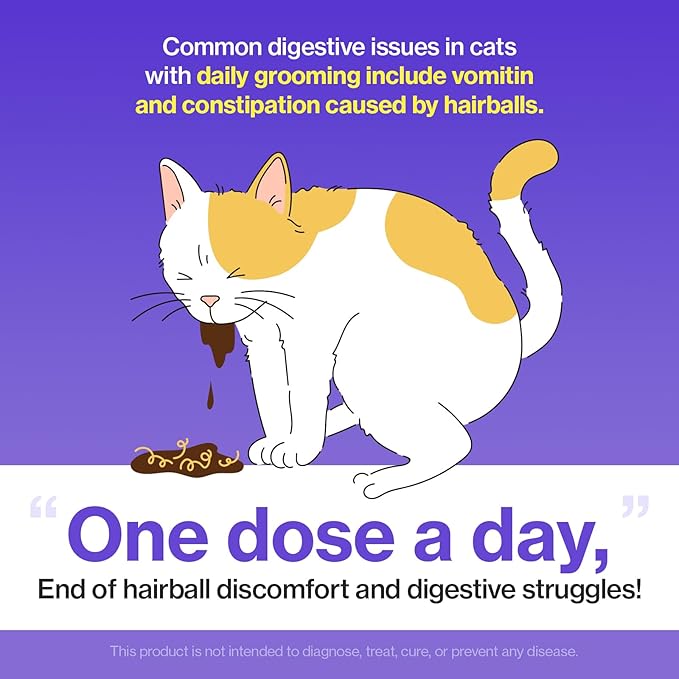 Dr.by HB Care Hairball Supplement for Cats– Hairball Relief Furball Control Remedy & Digestive Support Supplements with Omega-3, Chitosan-30 Individuallly Packaged (1 Pack, 30 Count)-PurrikoPets