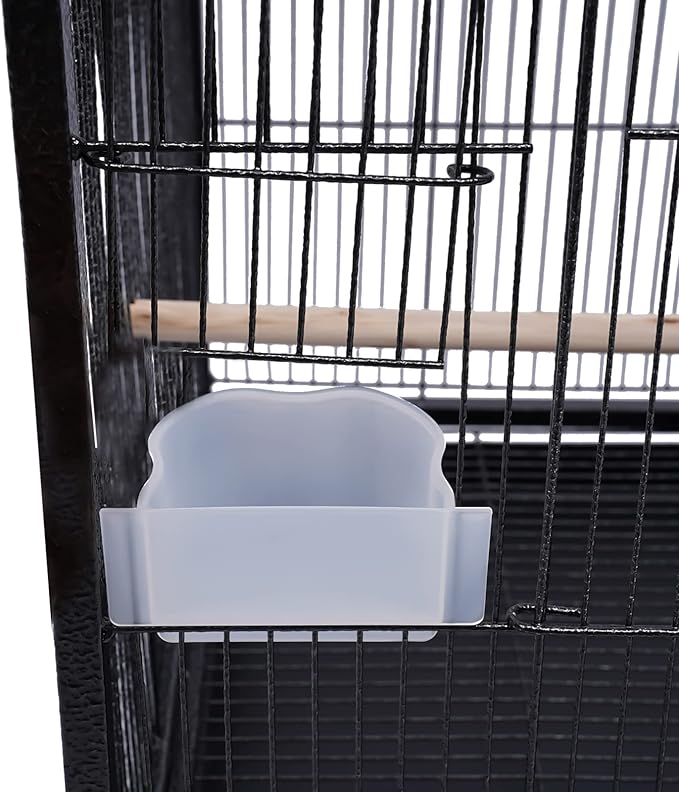 40-Inch Wrought Iron Bird Cage with Open-Top and Rolling Stand, Movable Parrot Cage Pet Bird Flight Cage, 360 Degree View Spacious Interactive Roof Pet Bird House for Medium&Small Birds-PurrikoPets