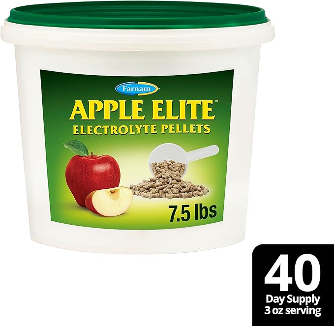 Farnam Apple Elite Electrolyte Supplement for Horses, Replaces Vital Minerals, Encourages Hydration, No Added Sugar, 7.5 lb, 40 Day Supply-PurrikoPets