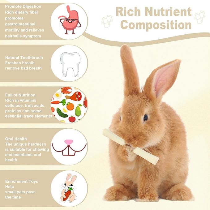 900g Sweet Bamboo Chew Sticks for Rabbits, Chinchilla Rabbit Toys Guinea Pig Chews Sticks, Natural Rabbit Bunny Molar Treats Snacks Toys for Chinchilla, Guinea Pig, Hamster Small Animals-PurrikoPets