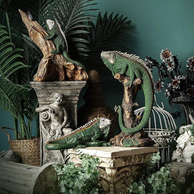 14 Inch Lizard Statue Resin Sculpture Decor Figurines for Home Decor Accents, Living Room Bedroom Office Decoration - Animal Sculptures Collection for Lizard Lovers-PurrikoPets