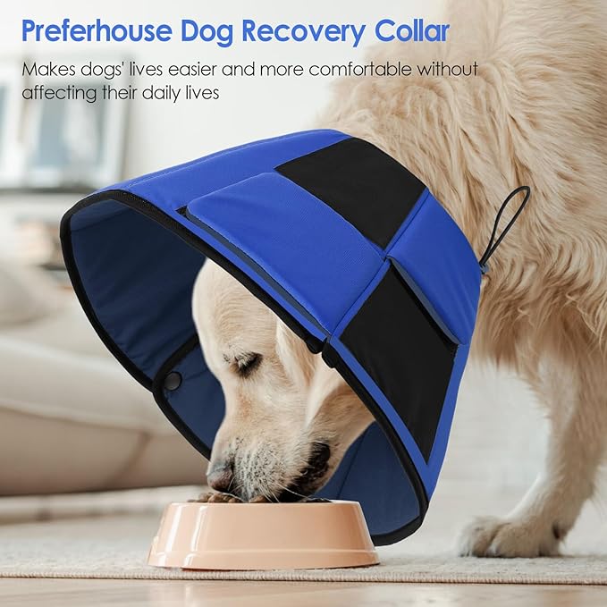 Dog Recovery Collar Cone for Medium Dogs, Adjustable Dog Cone Alternative After Surgery for Dogs to Stop Licking, Breathable Soft Cone for Medium Large Dogs, Blue M-PurrikoPets