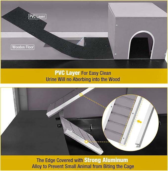 Aivituvin Guinea Pig Cage Chew Proof Hamster Cage Metal Frame Rat House Small Animal Habitat Critter Nation Cage 2 Levels Double Use Movable-PurrikoPets