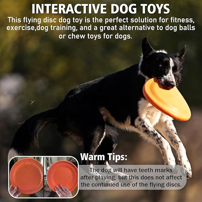 Dog Flying Disc - Durable Rubber Flying Disc Dog Toy - 9.25" Indestructible Rubber Dog Flying Discs Flyer Dog Toys - Puncture Resistant & Bite Resistant Extremely - for Medium Large Dogs-PurrikoPets