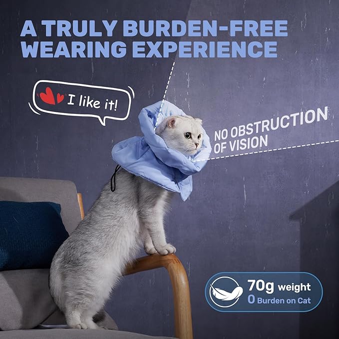 Adjustable Cat Recovery Cone Collar, Lightweight Soft Cat E-Collar Alternative After Spay, Waterproof Comfy Collars to Stop Licking Wound After Surgery, Protective Cone for Kittens/Puppies-PurrikoPets