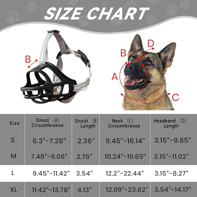 Dog Muzzle, Basket Muzzle for Small Medium Large Dogs, Anti-Biting and Chewing, Lightweight & Sturdy Cage Design, Allows Panting & Drinking, Ideal for Grooming & Training(Black Size L)-PurrikoPets