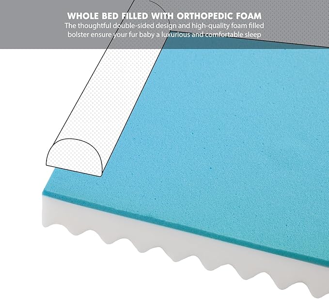 Friends Forever Orthopedic Dog Bed for Medium Dogs, Waterproof Memory Foam Dog Sofa Bed M with Removable Washable Cover, Ally Khaki, 28x23x6.5-PurrikoPets