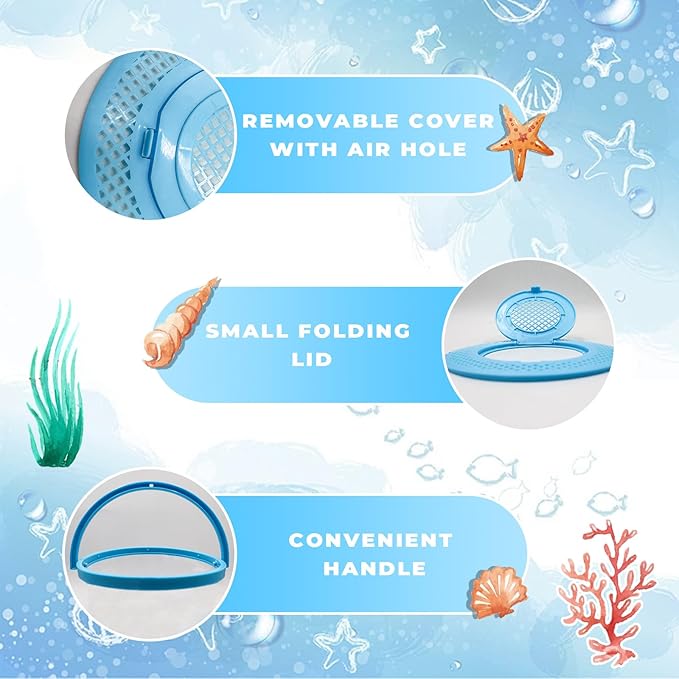 Foldable Small Aquarium, Portable Fish Tank, Fish Transport Container, Plasitc Fish Bowl, Beginner Tank, Great Concept for Catching and Release Critters, Beach, Pool and Lake-PurrikoPets