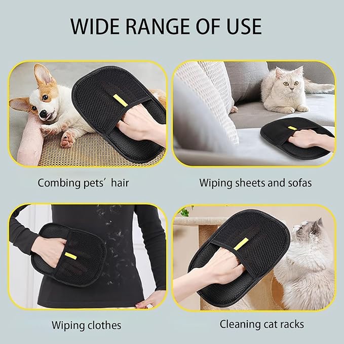 2 Pcs Pet Hair Removal Gloves for Dogs & Cats, Electrostatic Glove for Pet Hair, Cat Grooming Gloves for Hair Removal，Reusable Cat & Dog Hair Remover for Couch, Furniture, Carpet, Curtain-PurrikoPets