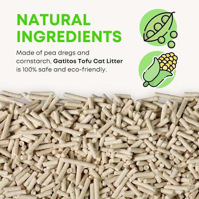 Gatitos Tofu Cat Litter Climping Quickly, Natural Material, Dissolves in Water and can be Flushed Down The Toilet, Vacuum Packing（Original Flavor| Pack*1）-PurrikoPets