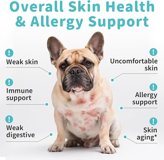 Dog Skin & Allergy Chews - Dog Probiotics for Sensitive Skin Health Support - Allergy Relief - Support Seasonal Allergies, Immune & Gut & Digestive Health Supplement - Beef Flavor - 90 Count-PurrikoPets