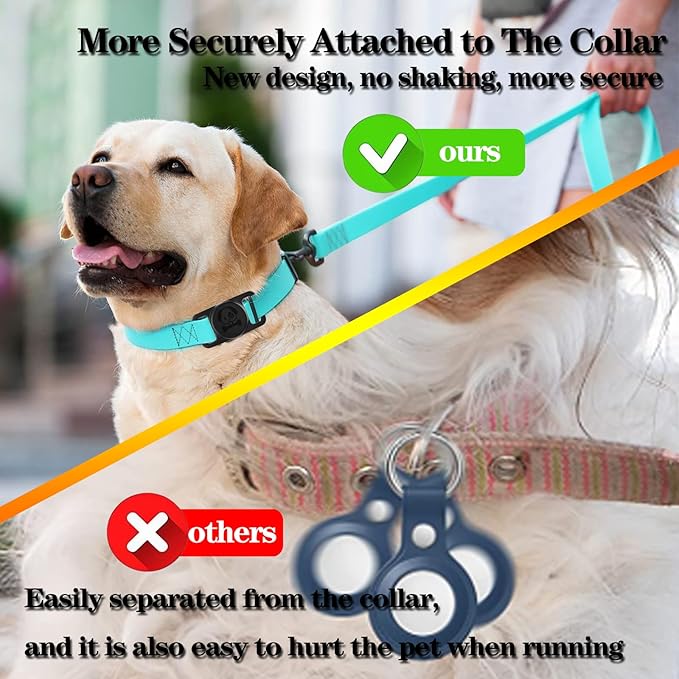 2 Pack Waterproof AirTag Dog Collar Holder Compatible with Apple AirTag, Silicone Hidden Loop Holder for Airtag Tracker, Anti-Lost Dog Collar Air Tag Accessories(Black,White)-PurrikoPets