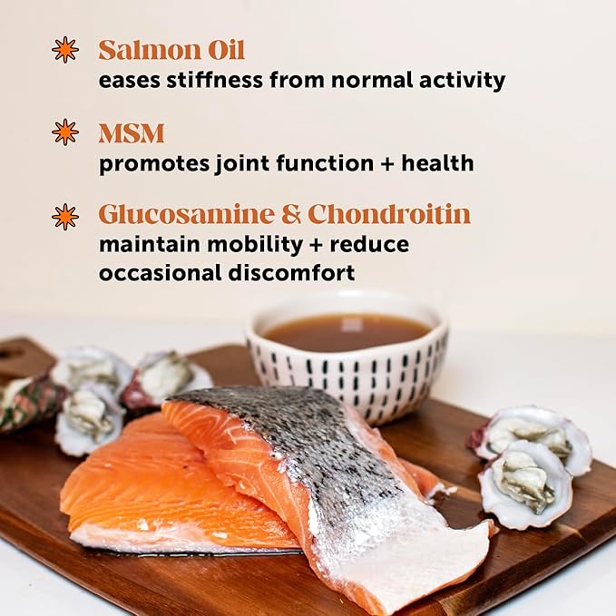 Dog Joint Supplement with Salmon Oil for Dogs - Ease Stiffness, Reduce Discomfort & Support Joint Mobility Liquid Supplement, Dog Food Topper Bone Broth with Glucosamine for Dogs (12 oz)-PurrikoPets