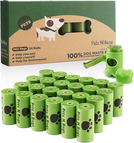 Dog Poop Bags, Dog Waste Bags, Biodegradable Unscented Refill Rolls, Includes Dispenser-PurrikoPets