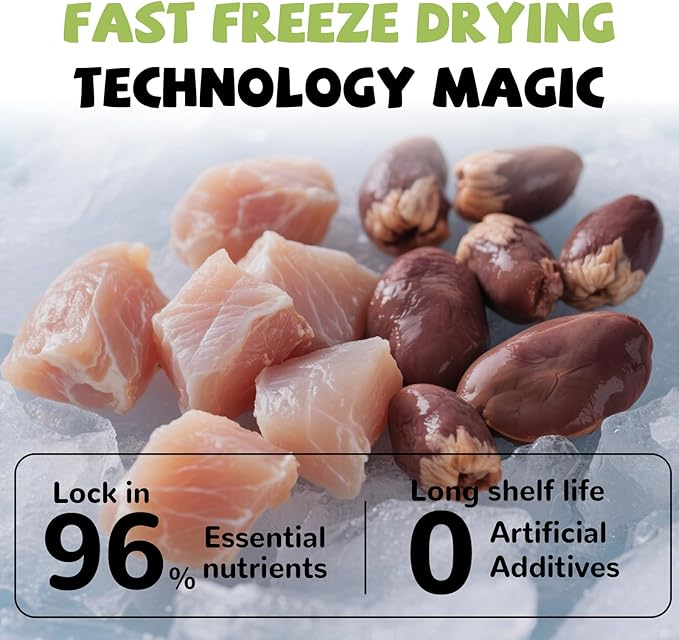 Freeze Dried Dog Treats,Chicken Breast&Organs Recipe Raw Dog Food Topper, High Protein Freeze-Dried Food for Cats, Rawhide Free, Gluten&Grain Free, 5.3oz-PurrikoPets