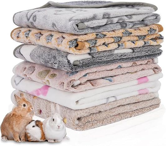 6 Pack Guinea Pig Cage Liner, Washable Guinea Pig Fleece Blankets Beding Accessories, Flannel Throw Warm Sleep Mat, Pet Pee Pads for Small Animal Hamster Rabbit Puppy Cat (30x20 Inch)-PurrikoPets