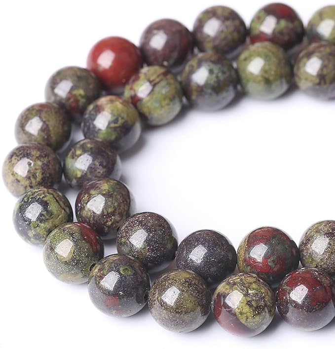 120PCS 6mm Natural Dragon Blood Jasper Beads Round Loose Energy Healing Stone Beads for Jewelry Making DIY Bracelet 32" 2 Strands
