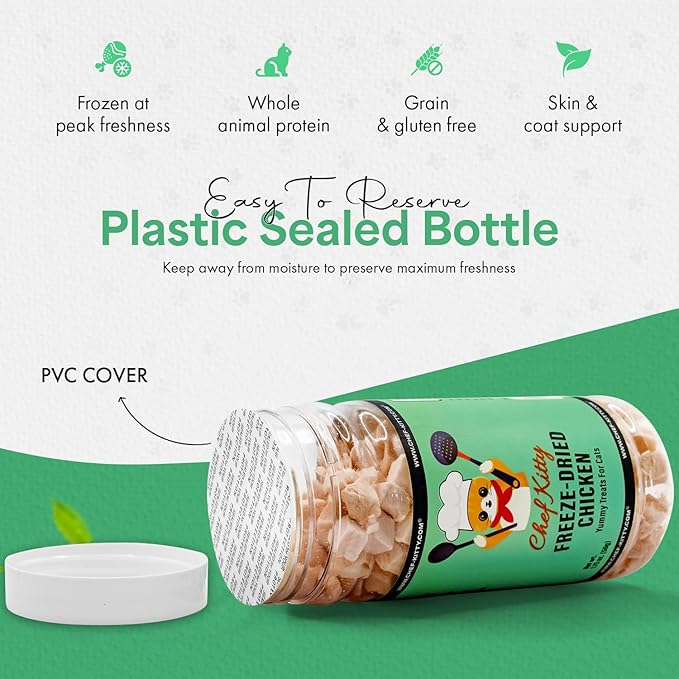 Freeze-Dried Chicken Treats for Cats & Dogs – 100% Human Grade, Single Ingredient, High-Protein, Healthy Snack – No Additives or Preservatives – 1.7oz - Inspected & Tested in USA-PurrikoPets