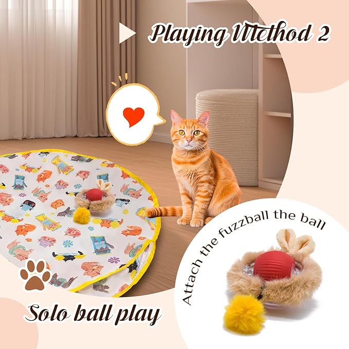 28-Inch Automatic Cat Toys Cat Play Mat with Motion-Activated Rolling Ball–Interactive Hide-and-Seek Cat Toy for Indoor Cats’ Exercise-PurrikoPets