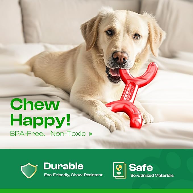 Dog Toys for Aggressive Chewers - Heavy Duty Chew Proof Durable Toy for Large Breed Dogs, Interactive Tough Nylon Bone for Boredom Relief & Mental Stimulation-PurrikoPets