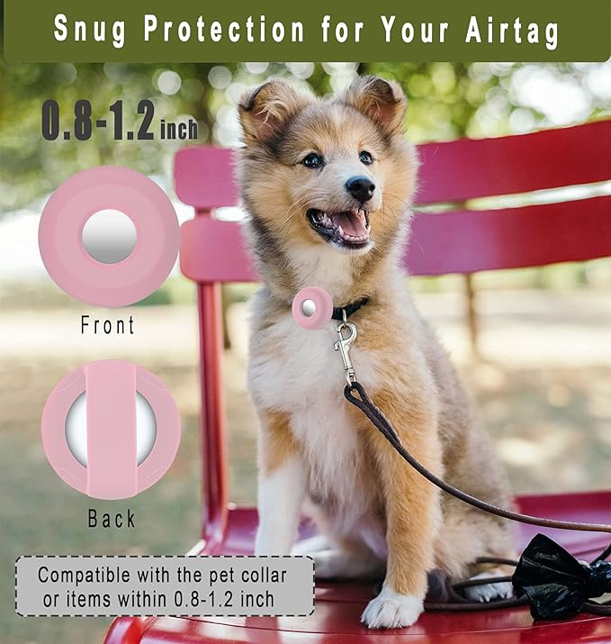 Airtag Holder for Dog Collar, Cibaabo Silicone Air Tag Case Cover Compatible with Apple Airtags for 0.8-1.2inch Cat Pet Collar Harness Loop-PurrikoPets
