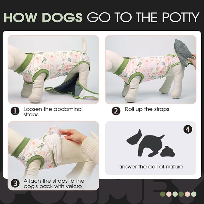FUAMEY Dog Recovery Suit Male,Dogs Surgery Neuter Suits Puppy Spay Shirts for Female Protect Dog's Skin Anti Licking Abdominal Wounds Doggie Onesie Pet Bodysuit Alternative to Cone Rabbit Flower M-PurrikoPets