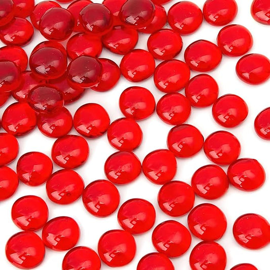 FUTUREPLUSX 1LB Red Glass Beads, Flat Glass Marbles Burgundy Pebbles Marbles for Vases Decorative Red Colored Gemstones Fish Tank Table Scatter Decor Art Craft-PurrikoPets