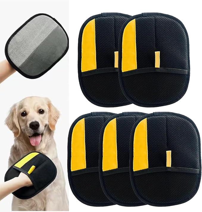 5Pcs Electrostatic Pet Hair Removal Glove for Dogs & Cats, Reusable Grooming Pet Hair Remover Tool for Couch, Carpet, Curtain-PurrikoPets