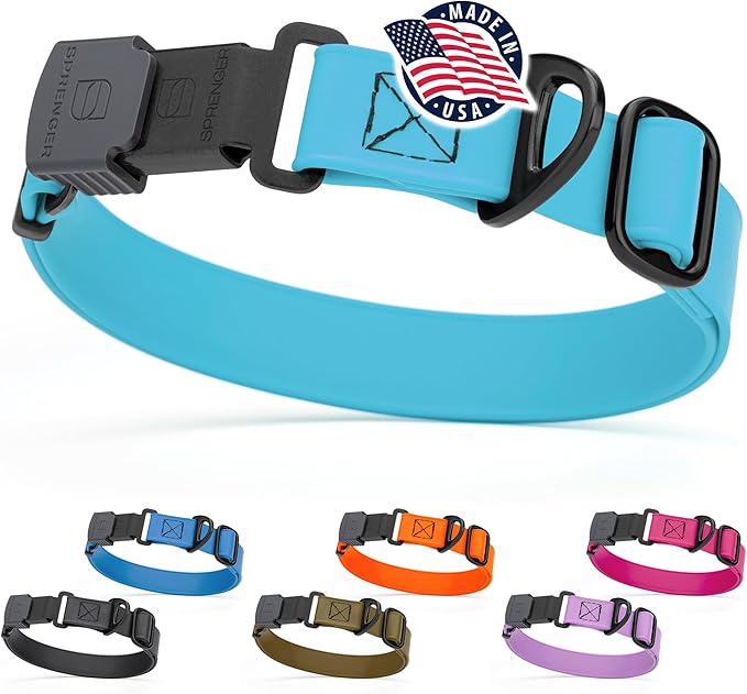 Dogline Biothane Waterproof Dog Collar with Herm Sprenger Black Stainless Steel Quick Release Buckle – Heavy Duty Tactical Durable Collar for Dogs – Comfortable and Safe Pet Collar W1 L15-25 SkyBlue-PurrikoPets