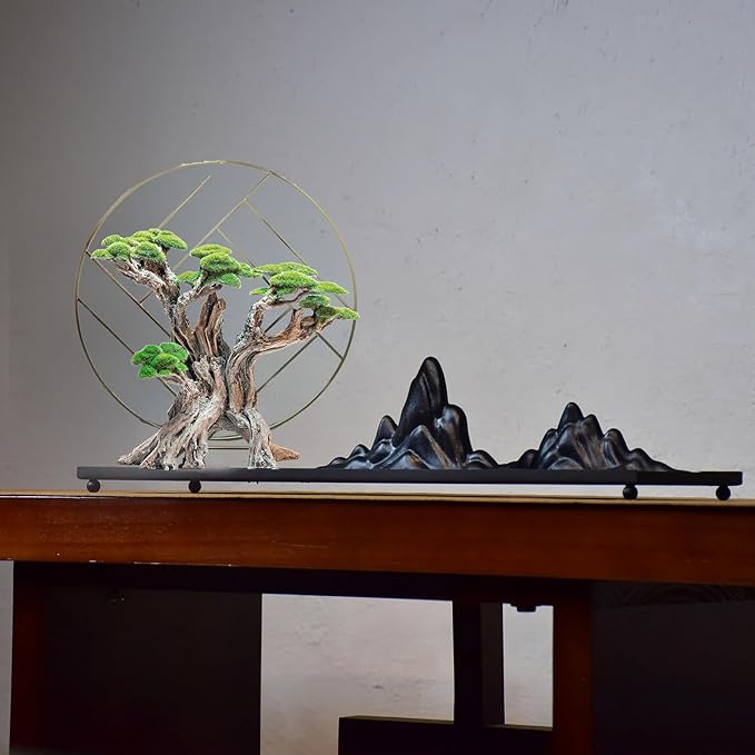 Fish Tank Decor- Bonsai Tree of The Forest with Faux Moss- Aquarium Decoration Aquascaping- Made of Sandstone, 8.8 x 4.3 x 7.8 inches-PurrikoPets