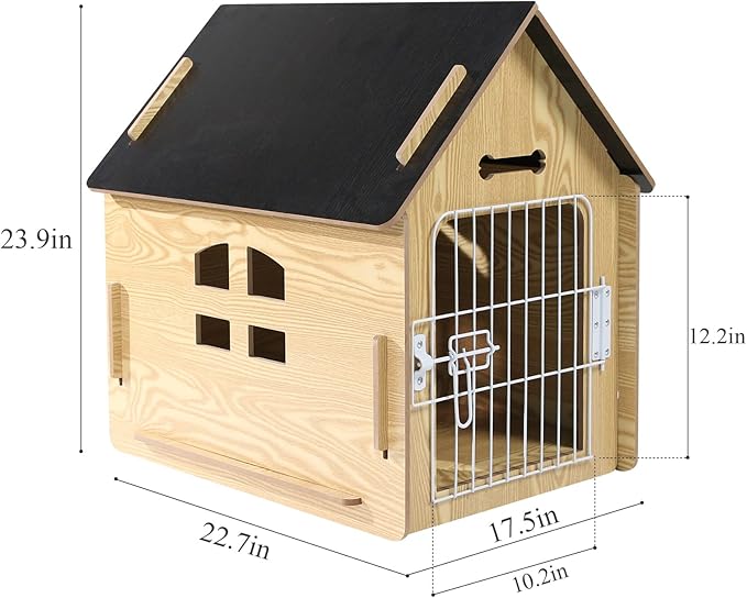 Dog House Indoor for Small Dogs or Cats, Cozy Wooden Design, Small Indoor Bed House, with Air Vents and Elevated Floor Warm Dog Cave-PurrikoPets