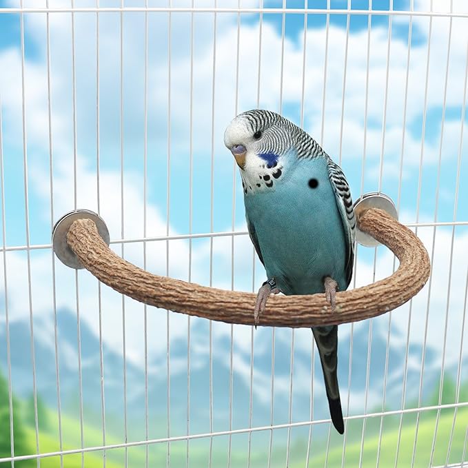 2 Pack Bird Perch Stand, Natural Wood U Shape Parrot Stand Pole, Bird Cage Accessories, Suitable for Small to Medium Birds Parakeets Cockatiels Budgie Lovebirds-PurrikoPets