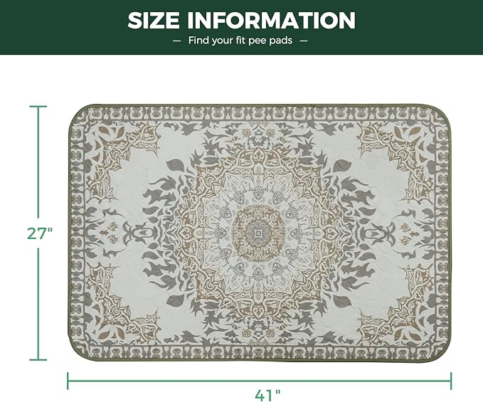 FXW Washable Pee Pads for Dogs, Puppy Pads with Super Absorbent, Specifically Designed for 42inch Cages, 41" × 27" Rectangle, Boho, 2 Packs-PurrikoPets