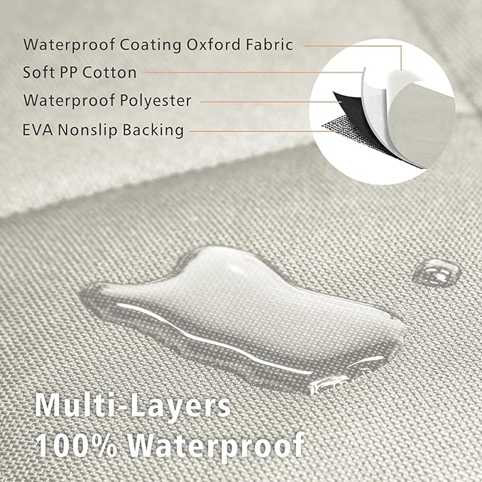 F-color SUV Cargo Liner for Dogs, Water Resistant Pet Cargo Cover Dog Seat Cover Mat for SUVs Sedans Vans with Bumper Flap Protector, Non-Slip, Large Size Universal Fit, Beige-PurrikoPets