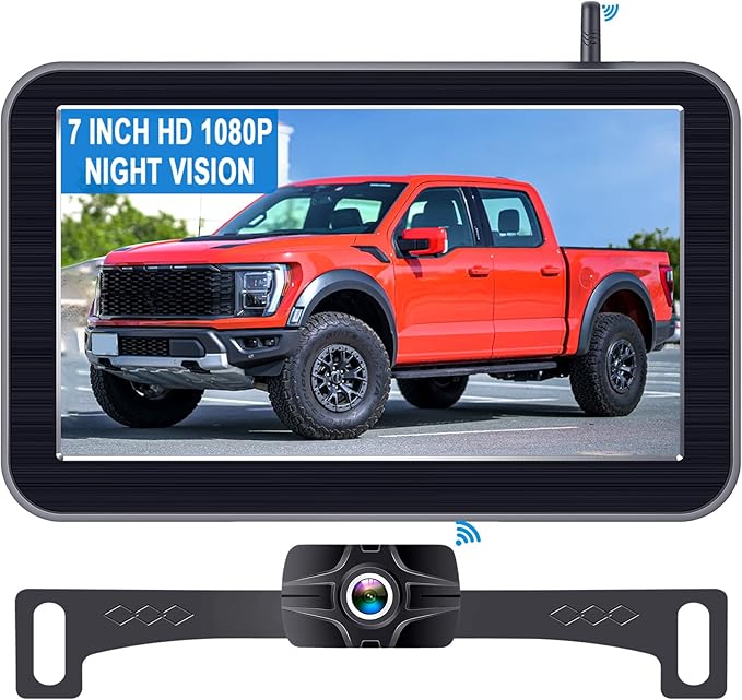 7-Inch Wireless Backup Camera for Truck - 2 Channel, DIY Grid Lines, HD 1080P, Night Vision, IP69K Waterproof, Backup Camera for Truck, Pickup, Trailer, Cars - Parking Safety & Towing Assistance-PurrikoPets