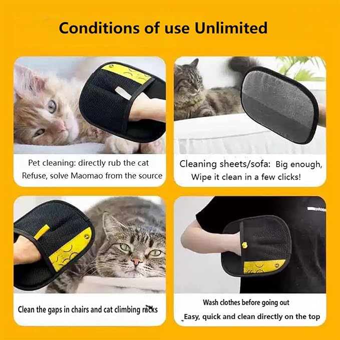Fursweep Gloves Pet Hair Remover, Kivori Pet Grooming Glove, Pet Hair Remover Electrostatic Gloves, Furmingle Double Sided Cat Grooming Glove, Reusable Cat & Dog Hair Remover, for Couch, Carpet-PurrikoPets