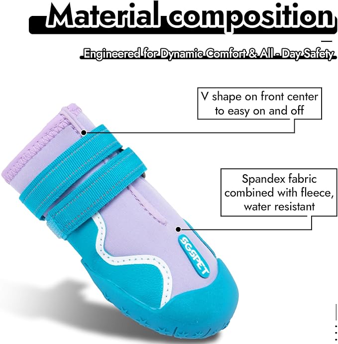 Dog Shoes, Waterproof Dog Boots & Paw Protectors with Anti-Slip Sole, 4pcs/Set Pet Dog Booties, Reflective Dog Shoes for Small Medium Large, Winter Snowy Summer Hot Pavement (Blue, 5# (M))-PurrikoPets