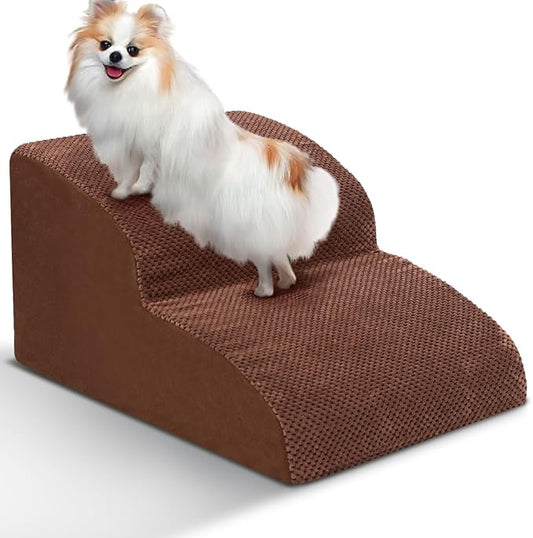 Dog Stairs for Small Dogs - High Density Foam Pet Steps, Extra Wide Dog Ramp with Non-Slip Bottom for High Beds, Couch and Sofa, Best for Dogs Injured, Older Doggy Cats-PurrikoPets