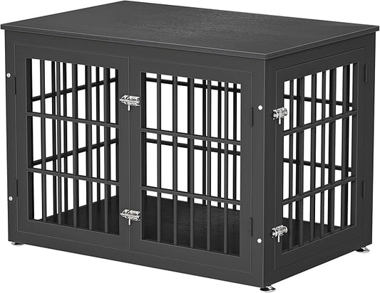 38 Inch Heavy Duty Dog Crate Furniture for Large and Medium Dogs, Decorative Pet House End Table, Wooden Cage Kennel Furniture Indoor, Black-PurrikoPets