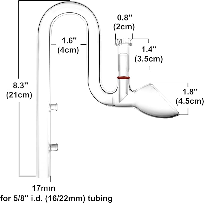 Glass Lily Pipe Set Outflow with Surface Skimmer & Multi-Level Water Intake (17mm for 16/22mm (5/8'' i.d.) tubing)-PurrikoPets