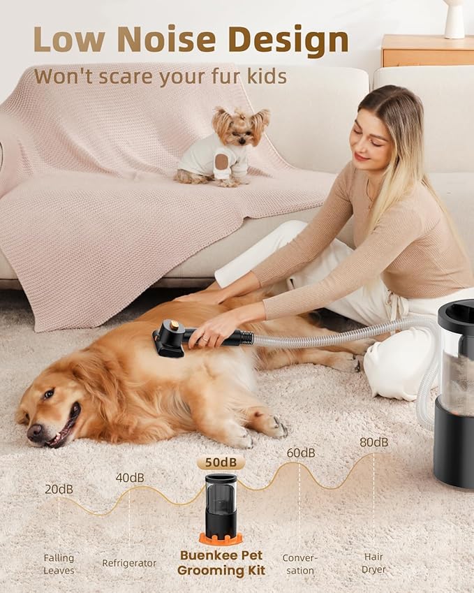 Dog Grooming Vacuum, 4.5L Extra-Large Dust Cup Dog Grooming Kit, 14000Pa High-Suction Pet Groomer with Clippers, Low-Noise All-in-One Shedding Control Set for Home Use-PurrikoPets