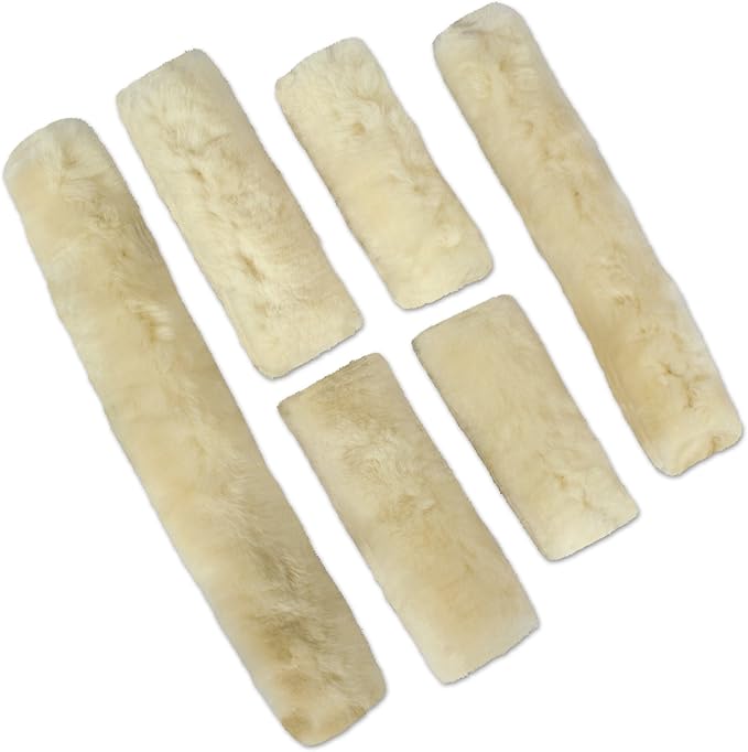 ECP Equine Comfort Products Merino Sheepskin Halter Fleece Set for Horses, 100% Natural Wool, Chafe Protection, Breathable Relief & Cushioned Comfort, Machine Washable, 6-Piece Set-PurrikoPets