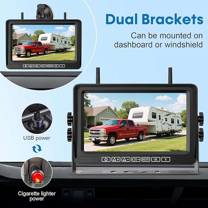 7-Inch Wireless Backup Camera for RV Trailer - HD 1080P Monitor, Night Vision, IP69 Waterproof, Easy Installation Compatible with Furrion, Split Screen 4 Channels Y31-PurrikoPets