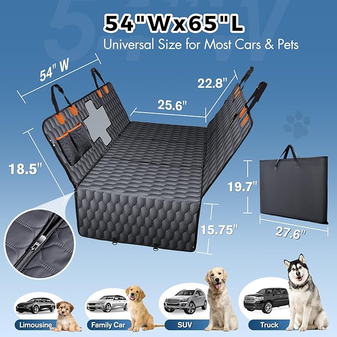 3-in-1 Convertible PU Leather Dog Car Seat Extender & Booster Seat – 400lb Capacity, Waterproof, Hard Bottom, Scratch-Proof Hammock for Cars & SUVs-L-PurrikoPets