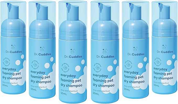 Foaming Dog Dry Shampoo, Travel Size Waterless Dog Shampoo No Rinse, Waterless Cat Shampoo, Natural Botanicals & Deodorant for Dogs & Cats, Vet Formulated, Cleans & Conditions, Summer Pawty Pack of 6-PurrikoPets